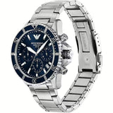 Emporio Armani World Explorer Chronograph Blue Dial Silver Steel Strap Watch for Men - AR11681