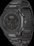 Hugo Boss Taper Chronograph Black Dial Black Steel Strap Watch for Men - 1514088