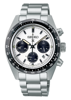 Seiko Prospex Speedtimer Solar Chronograph White Dial Silver Steel Strap Watch for Men - SSC813