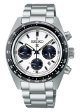 Seiko Prospex Speedtimer Solar Chronograph White Dial Silver Steel Strap Watch for Men - SSC813