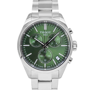 Tissot PR 100 Chronograph Green Dial Silver Steel Strap Watch for Men - T150.417.11.091.00