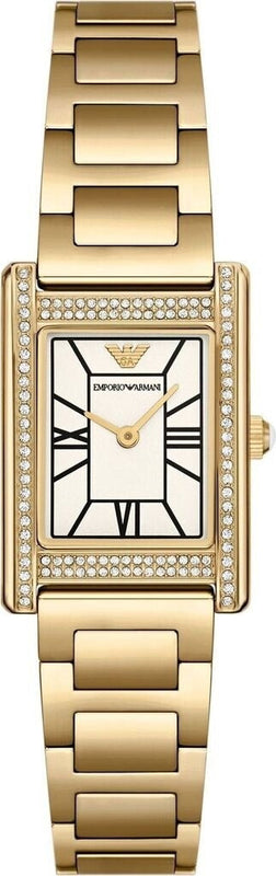 Emporio Armani Genni Crystals Mother of Pearl Dial Gold Steel Strap Watch for Women - AR11659