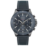 Hugo Boss Troper Chronograph Blue Dial Blue Leather Strap Watch for Men - 1514056