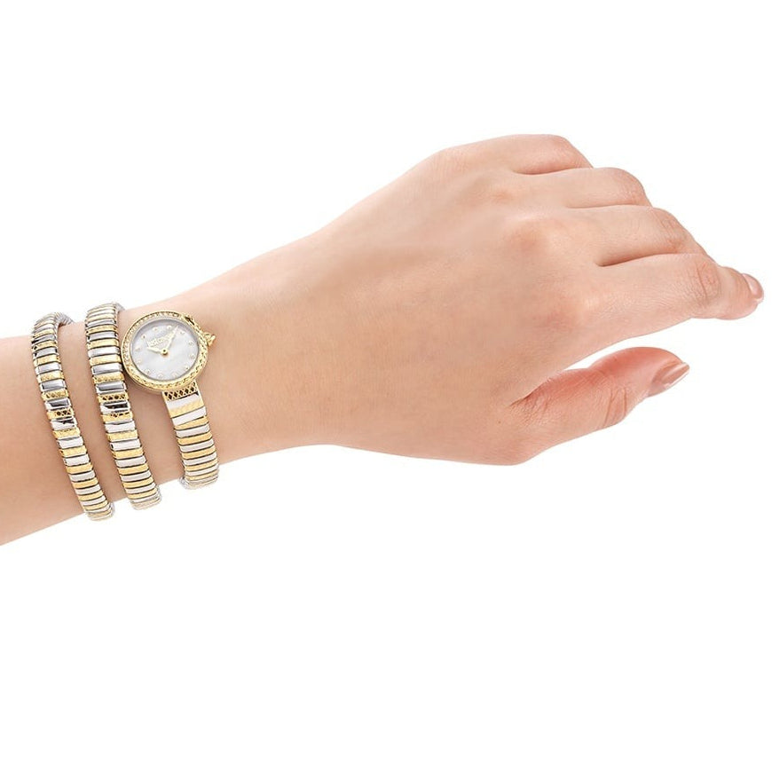 Just Cavalli Enchanting Mother of Pearl Dial Two Tone Steel Strap Watch for Women - JC1L302M0055