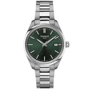 Tissot PR 100 Quartz Green Dial Silver Steel Strap Watch for Women - T150.210.11.091.00