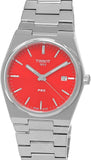 Tissot PRX Quartz Red Dial Silver Steel Strap Watch for Men - T137.410.11.421.00
