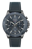 Hugo Boss Troper Chronograph Blue Dial Blue Leather Strap Watch for Men - 1514056