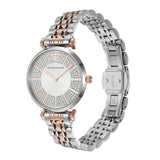Emporio Armani Gianni T Bar Silver Dial Two Tone Steel Strap Watch for Women - AR11537