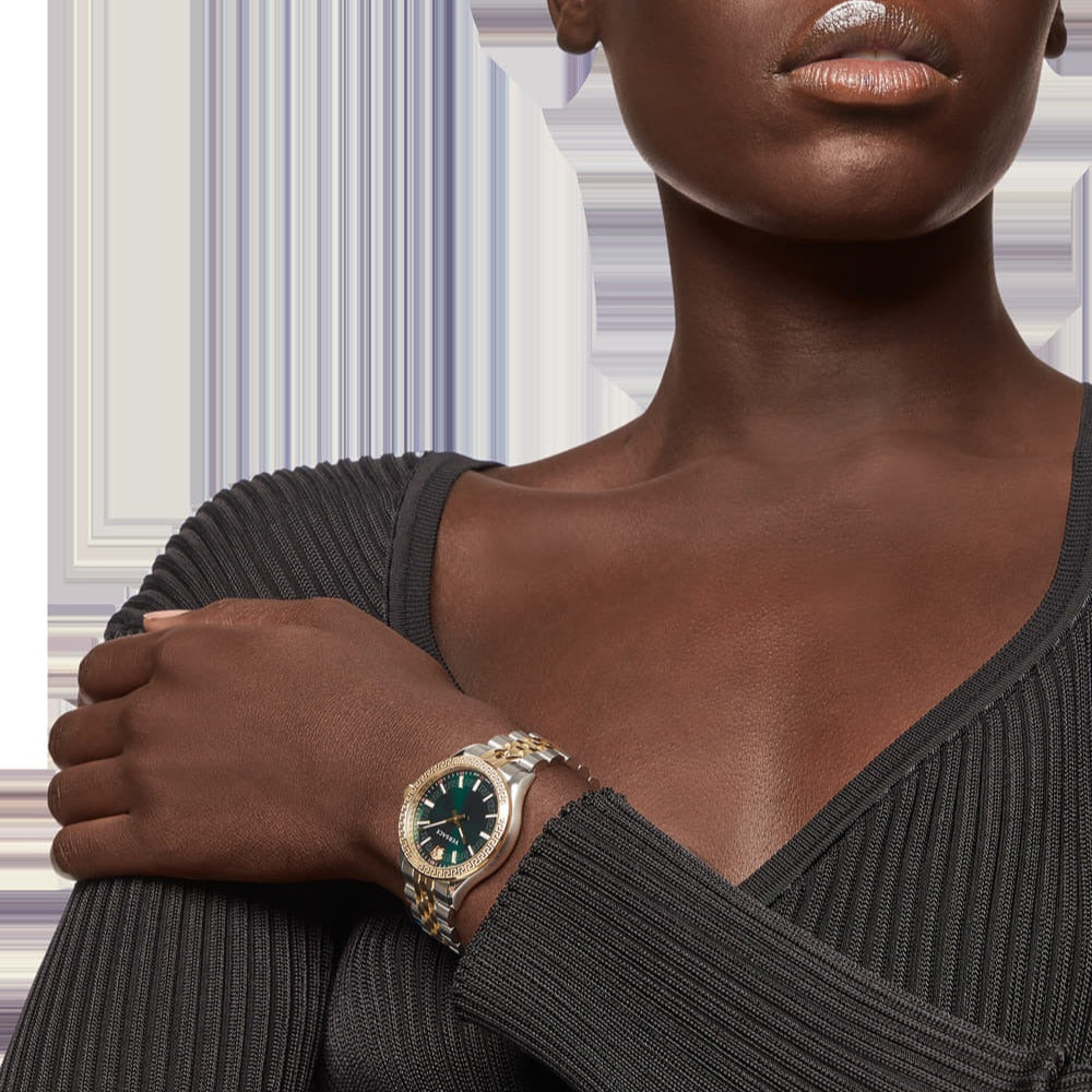 Versace Hellenyium Quartz Green Dial Two Tone Steel Strap Watch for Women - VEHU00420