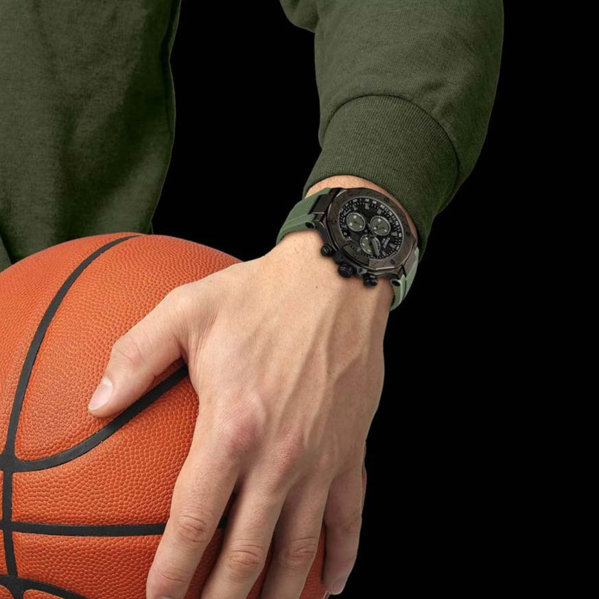 Tissot T Race Chronograph Black Dial Green Rubber Strap Watch for Men - T141.417.37.061.02