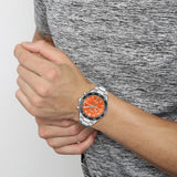 Hugo Boss Runner Chronograph Orange Dial Silver Steel Strap Watch for Men - 1514162