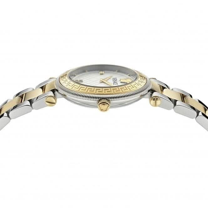 Versace Reve Analog White Dial Two Tone Steel Strap Watch for Women - VE8B00724