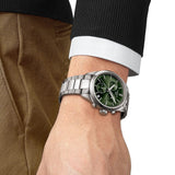 Tissot PR 100 Chronograph Green Dial Silver Steel Strap Watch for Men - T150.417.11.091.00