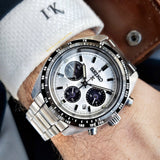 Seiko Prospex Speedtimer Solar Chronograph White Dial Silver Steel Strap Watch for Men - SSC813