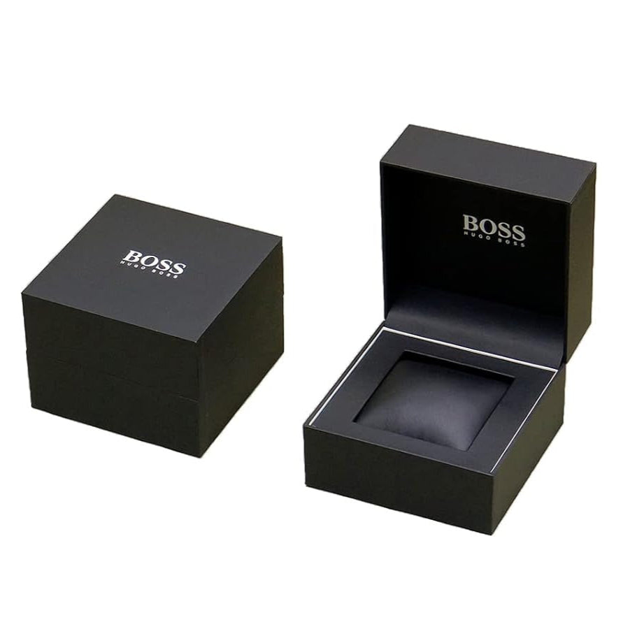 Hugo Boss Trace Chronograph Black Dial Black Leather Strap Watch for Men - 1514003