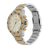 Emporio Armani World Explorer Chronograph Cream Dial Two Tone Steel Strap Watch for Men - AR11606