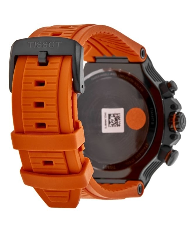 Tissot T Race Chronograph Black Dial Orange Rubber Strap Watch for Men - T141.417.37.051.02