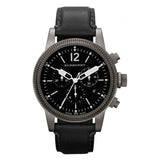 Burberry Utilitarian Chronograph Black Dial Black Leather Strap Watch for Men - BU7813