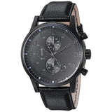 Hugo Boss Aeroliner Chronograph Black Dial Black Leather Strap Watch for Men - 1512567