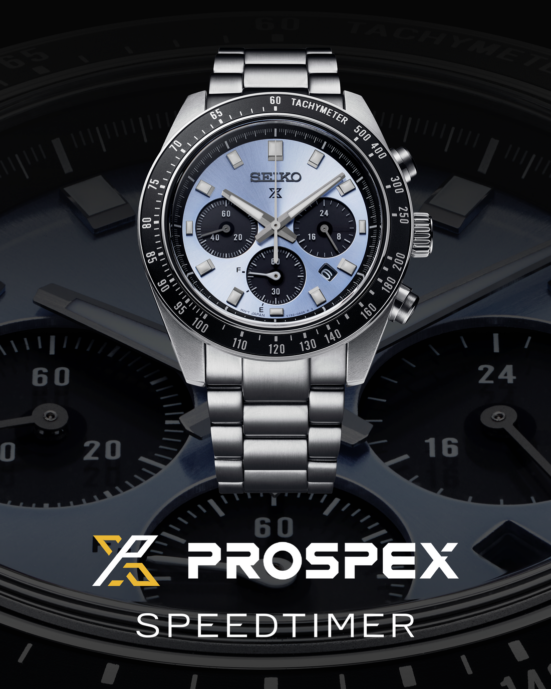 Seiko Prospex Speedtimer 41.4 Solar Chronograph Blue Dial Silver Steel Strap Watch for Men - SSC935