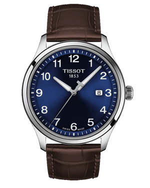 Tissot T-Sport Gent XL Blue Dial Brown Leather Strap Watch for Men - T116.410.16.047.00
