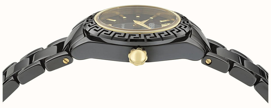 Versace DV One Mini Black Dial Black Steel Strap Watch for Women - VE9F00124