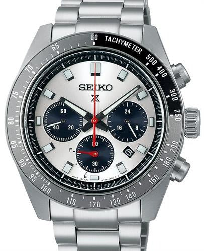 Seiko Prospex Speedtimer Solar Chronograph Silver Dial Silver Steel Strap Watch for Men - SSC911