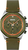 Hugo Boss Cloud Chronograph Olive Green Dial Green Leather Strap Watch for Men - 1514018
