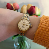 Seiko Presage Cocktail Time Automatic Diamonds White Dial Two Tone Steel Strap Watch for Women - SRE010J1