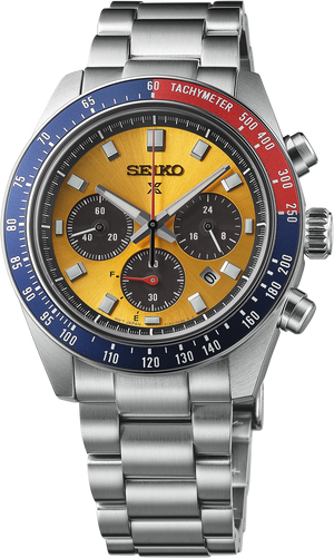 Seiko Prospex Solar Chronograph 1969 Re-interpretation Orange Dial Silver Steel Strap Watch for Men - SSC947