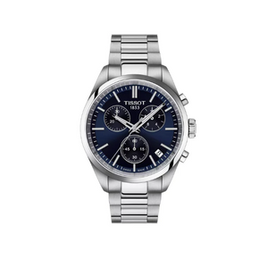 Tissot PR 100 Chronograph Blue Dial Silver Steel Strap Watch for Men - T150.417.11.041.00