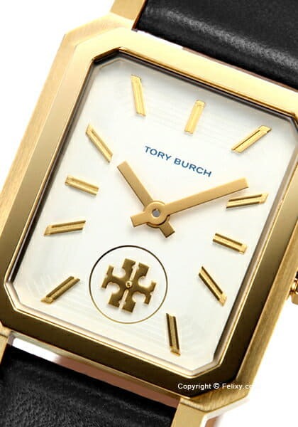 Tory Burch Robinson White Dial Black Leather Strap Watch for Women - TBW1504