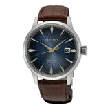 Seiko Cocktail Time Automatic Blue Dial Brown Leather Strap Watch for Men - SRPK15K1