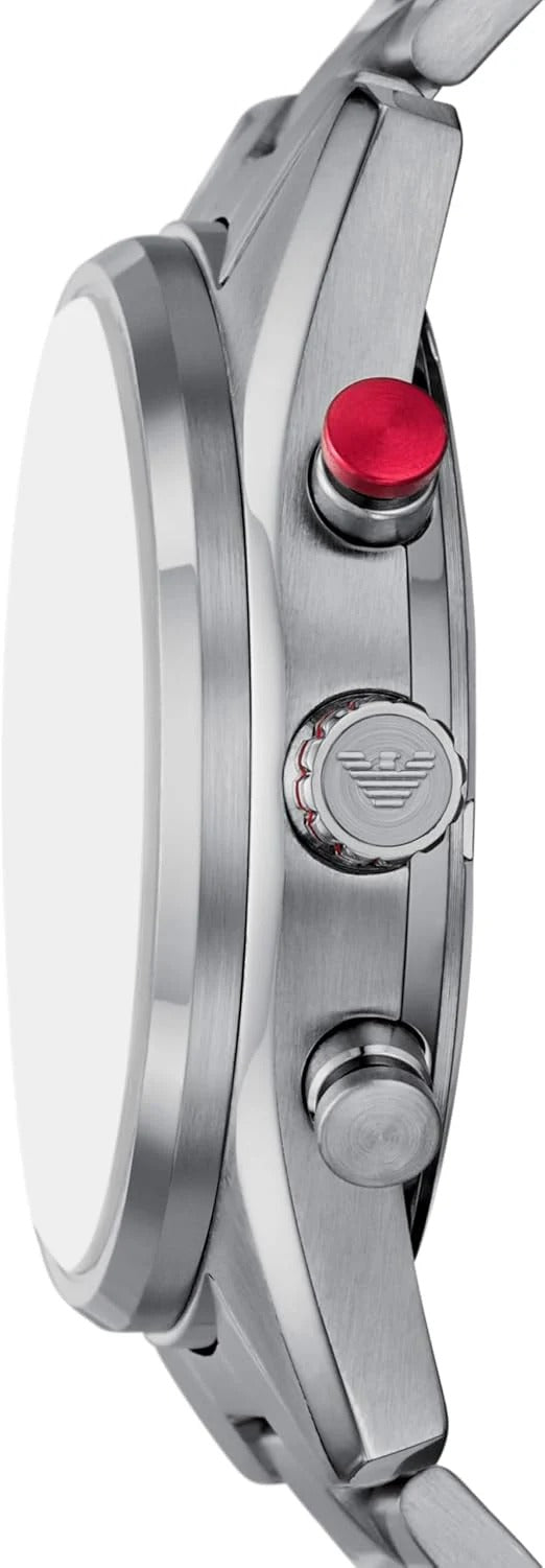 Emporio Armani Racer Chronograph Blue Dial Silver Steel Strap Watch for Men - AR11676