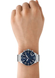 Emporio Armani World Explorer Chronograph Blue Dial Silver Steel Strap Watch for Men - AR11681