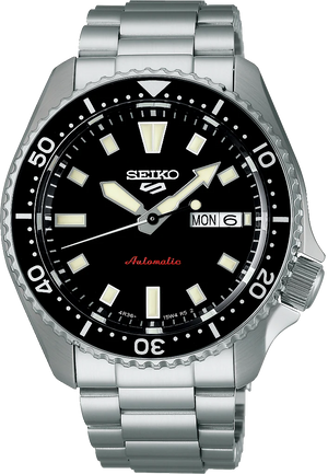 Seiko 5 Sports SKX Automatic Black Dial Silver Steel Strap Watch for Men - SRPL85K1