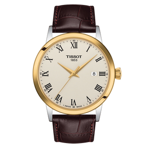 Tissot Classic Dream Ivory Dial Brown Leather Strap Watch for Men - T129.410.26.263.00