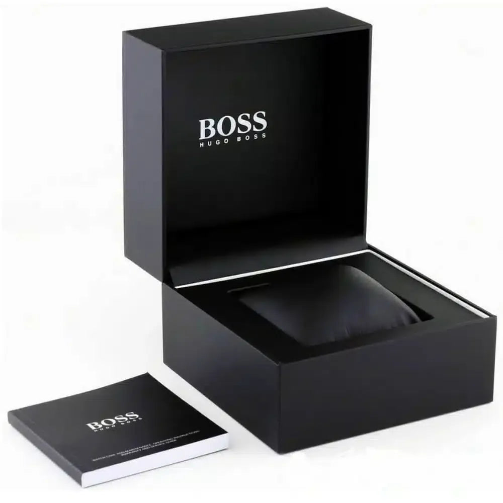 Hugo Boss Taper Chronograph Black Dial Black Leather Strap Watch for Men - 1514085