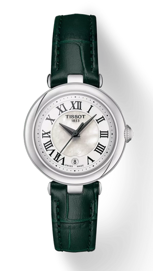 Tissot Bellissima Small Lady Mother of Pearl Dial Green Leather Strap Watch for Women - T126.010.16.113.02