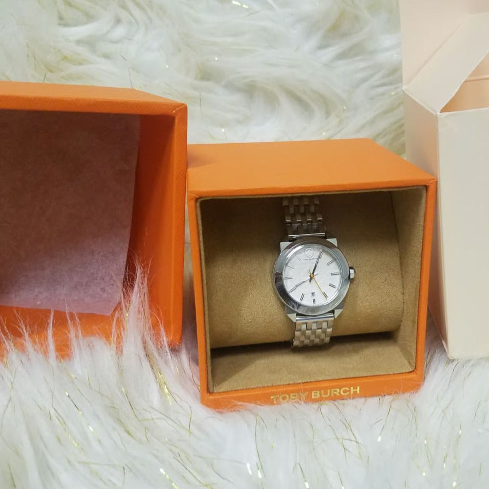 Tory Burch Whitney Ivory White Dial Silver Steel Strap Watch for Women - TBW8001