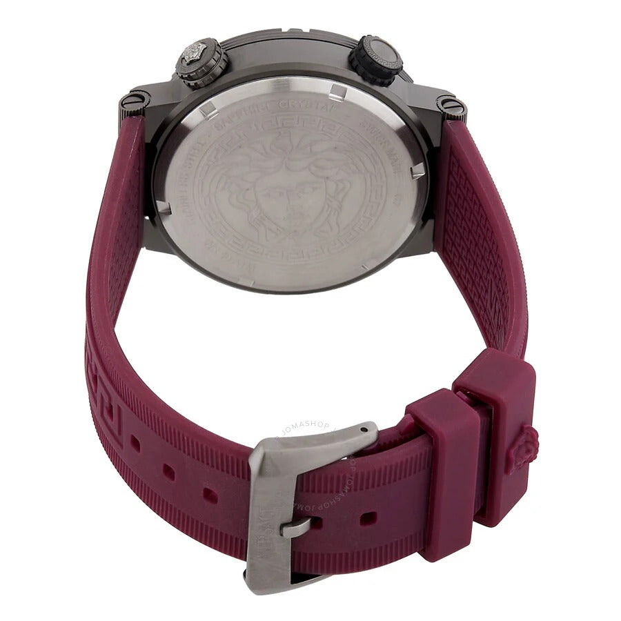 Versace Greca Logo Diver Quartz Black Dial Purple Rubber Strap Watch for Men - VE8G00224