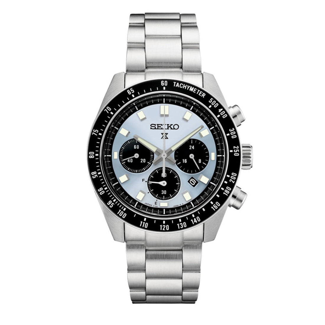 Seiko Prospex Speedtimer 41.4 Solar Chronograph Blue Dial Silver Steel Strap Watch for Men - SSC935