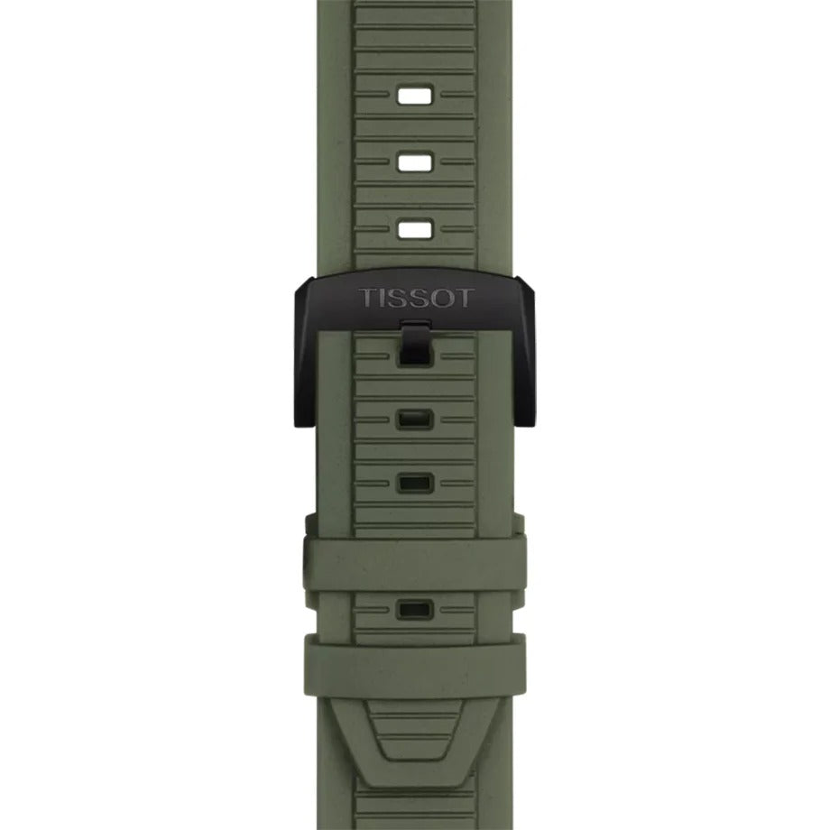 Tissot T Race Chronograph Black Dial Green Rubber Strap Watch for Men - T141.417.37.061.02