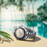 Seiko Prospex Polygonal Divers Automatic Pearl White Dial Silver Steel Strap Watch for Men - SPB481J1