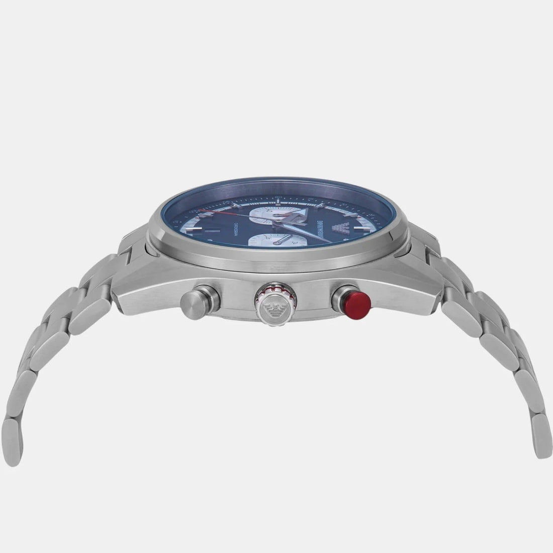 Emporio Armani Racer Chronograph Blue Dial Silver Steel Strap Watch for Men - AR11676