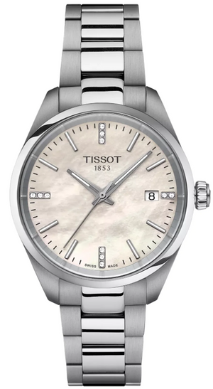 Tissot PR 100 Diamonds Mother of Pearl Dial Silver Steel Strap Watch for Women - T150.210.11.116.00