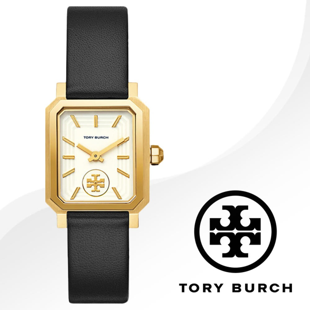 Tory Burch Robinson White Dial Black Leather Strap Watch for Women - TBW1504
