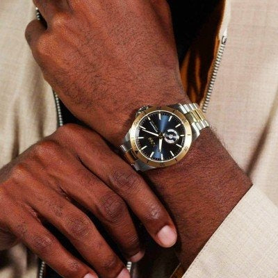 Hugo Boss Troper Chronograph Automatic Blue Dial Two Tone Steel Strap Watch for Men - 1514201