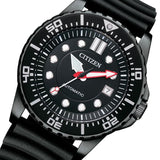 Citizen Mechanical Automatic Black Dial Black Rubber Strap Watch for Men - NJ0125-11E
