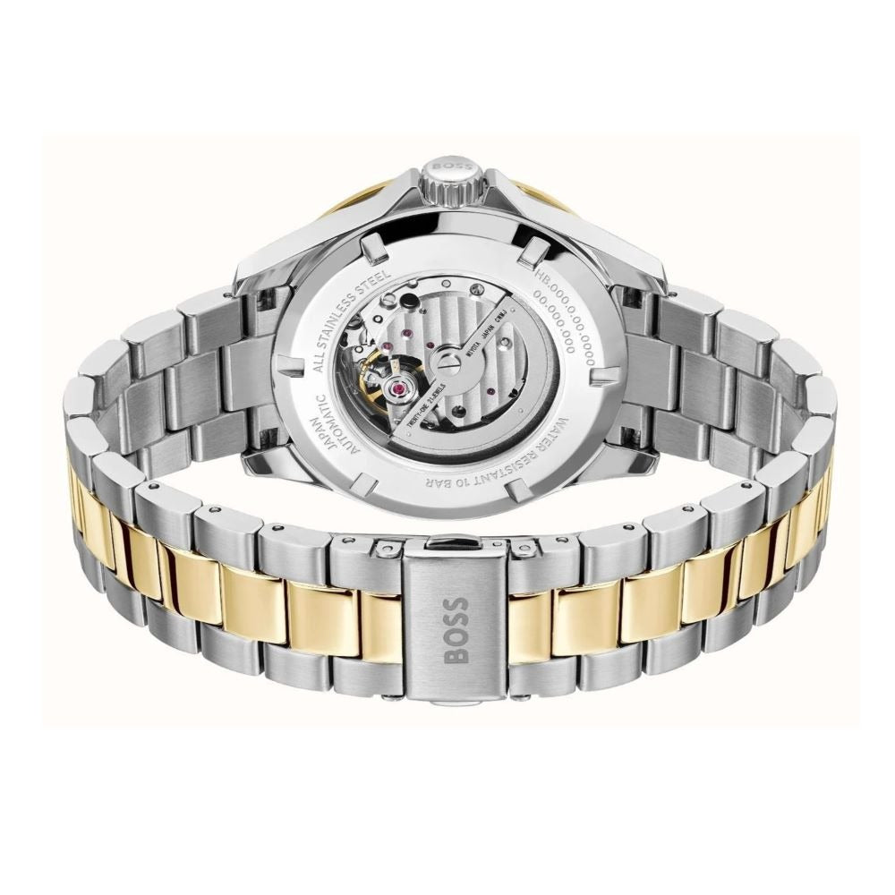 Hugo Boss Troper Chronograph Automatic Blue Dial Two Tone Steel Strap Watch for Men - 1514201